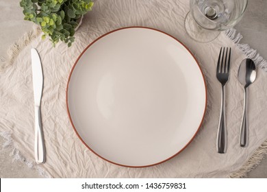 Dinner plate setting top view