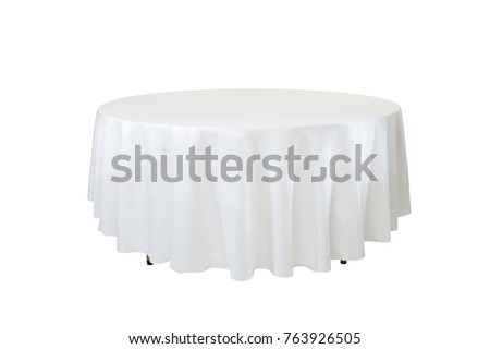 Dinner table isolated on white background, round party table.