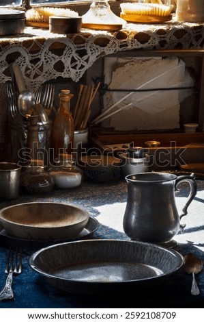 Dinner Table Set Next to Window - antique