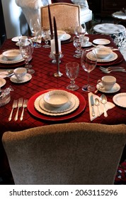 Dinning Room Table Set With An Array Of Fine China