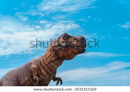 Dinosaur figures and dinopark in Yantarny, Kaliningrad.
