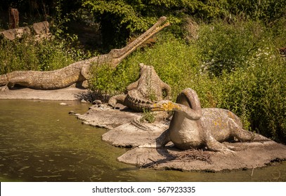 Dinosaur Sculpture In The Crystal Palace Park