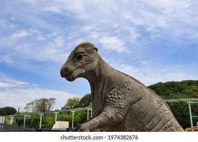 Dinosaur Statue At Higashiyama Zoo On A Sunny Day