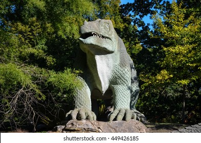 Dinosaur Statues In Crystal Palace Park, London