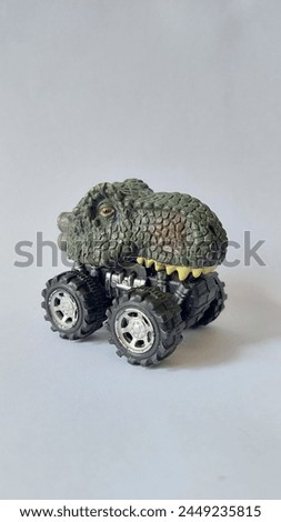 Dinosaur toy cars isolated white background
