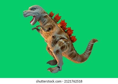 Dinosaur Toy On Green Screen Background. Take A Photo And Cut The Background And Overlay With Green Screen And There Are Also Clipping Path.