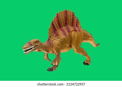 Dinosaur Toy On Green Screen Background. Take A Photo And Cut The Background And Overlay With Green Screen And There Are Also Clipping Path.