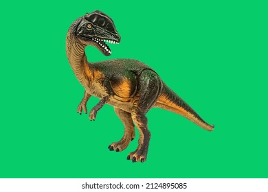 Dinosaur Toy On Green Screen Background. Take A Photo And Cut The Background And Overlay With Green Screen And There Are Also Clipping Path.