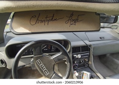 Dinslaken, NRW, Germany - 10,03,2021 DeLorean DMC12 With The Signature Of Christopher Lloyd