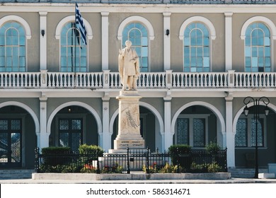 Dionysios Solomos' statue at Dionysios Solomos Square
