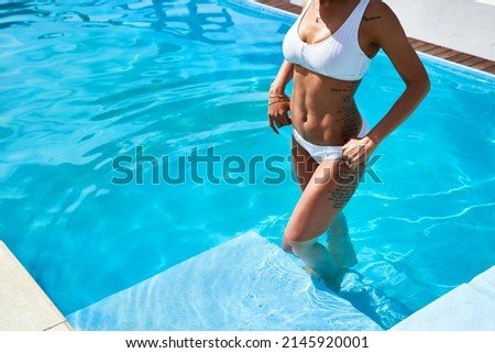 Similar – Image, Stock Photo Unrecognizable woman standing in field