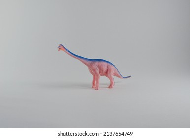 Diplodocus.herbivorous Dinosaur, Plastic Toy On A White Background.