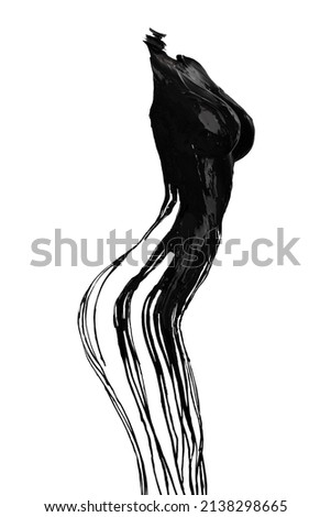 Dipped in paint. Black paint outlining a womans body.