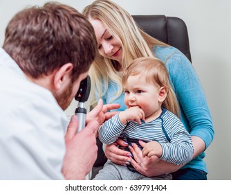 Direct Ophthalmoscopy. Retinal Examination. Fundoscopy. Child Vision Test In Clinic