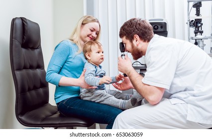 Direct Ophthalmoscopy. Retinal Examination. Fundoscopy. Child Vision Test In Clinic