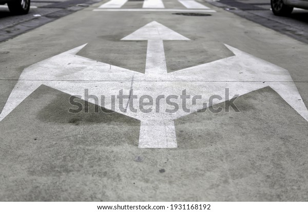 Direction
arrows on urban road, sign and symbol,
traffic