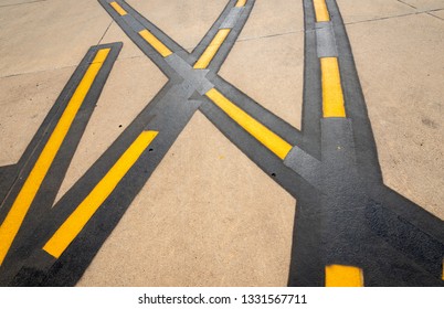 Direction Lines On An Airport Runway Tarmac