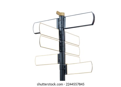 Direction pointer in different directions with isolated boards on a white background. Space for text.