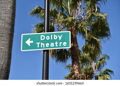 Direction sign pointing way to Dolby Theatre, where the Academy Awards will be held