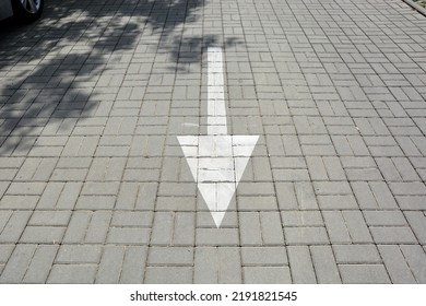 Directional Arrow Straight Ahead On The Road - Reverse Direction