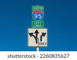 Directional sign to Interstate 95 (I-95) South in center city Philadelphia, PA, USA