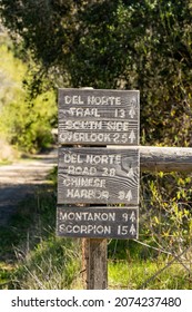 Directional Trail Sign On Santa Cruz Island Leaving Prisoners Harbor