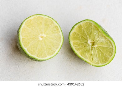 Directly above shot of half Lime, one squeezed