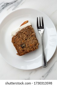 Directly Above Shot Of A Slice Of Carrot Cake On Plate