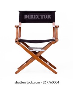 Director's Chair In Film Industry. Front View Isolated On White Background