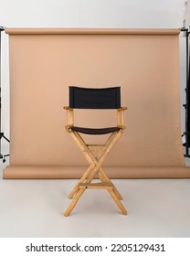 Director's Chair On The Set On A Beige Background