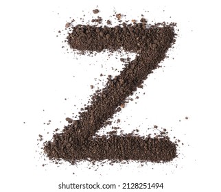 Dirt  alphabet letter Z  soil isolated white  clipping path