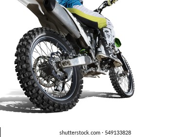 Dirt bike and rider isolated on white