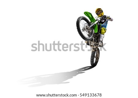 Dirt bike and rider isolated on white