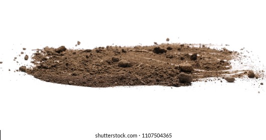 Dirt Pile Isolated On White Background, With Clipping Path, Side View