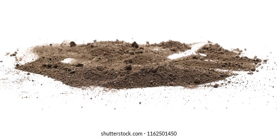 Dirt Pile Isolated On White Background, With Clipping Path, Side View