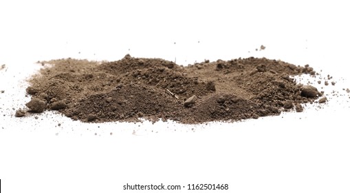 Dirt Pile Isolated On White Background, With Clipping Path, Side View