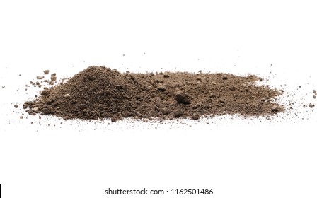 Dirt Pile Isolated On White Background, With Clipping Path, Side View