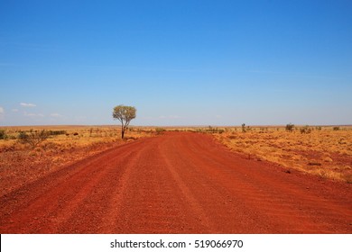 Dirt Road Across The Pilbara In Australian Outback