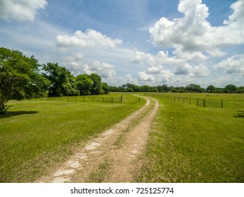 Dirt Road Driveway On A Old Texas Farm 