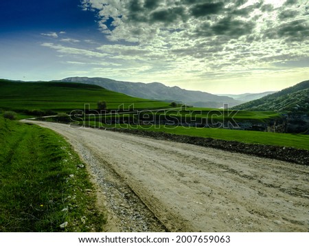 Similar – Image, Stock Photo Road to nowhere Field Hill