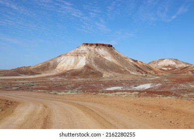 Dirt Road In The Kanku-Breakaways Conservation Park Near The Remote Outback Town Of Coober Pedy, South Australia.