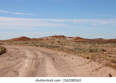 Dirt Road In The Kanku-Breakaways Conservation Park Near The Remote Outback Town Of Coober Pedy, South Australia.