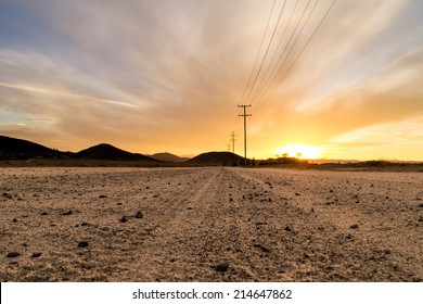 The Dirt Road On A Beautiful Southern California Sunset.