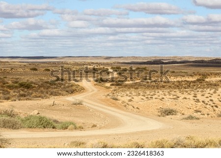 Dirt road scene on a farm in the Kalahari 