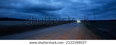 Similar – Image, Stock Photo Country road at night Headlights