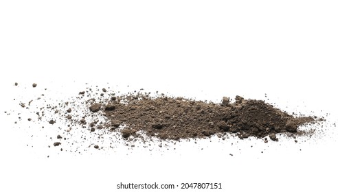 Dirt, Soil Pile Isolated On White Background And Texture, Side View