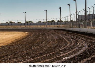 Dirt Track Racing Circuit Before A Race Session.