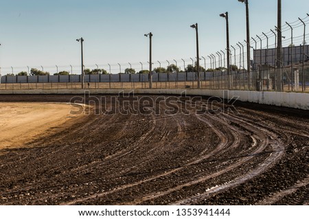 Dirt track racing circuit before a race session.