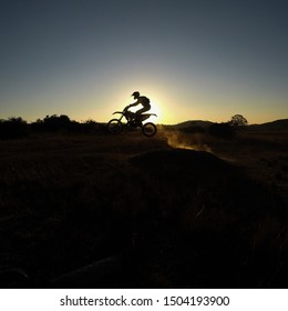 Dirtbike Jump In Sunset With Perfect Sun Shot