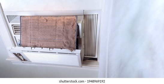 The Dirty Air Conditioner Home Window Filter With White Copy Space,